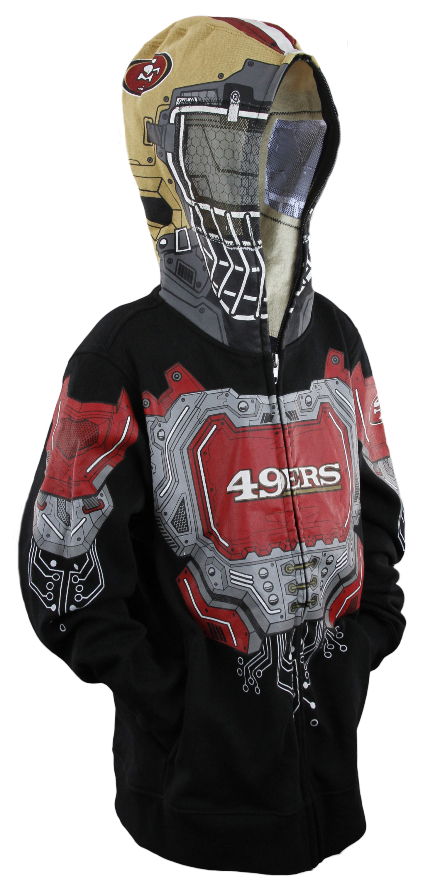 NFL Football Youth San Francisco 49ers Full Zip Masked Sweatshirt Hoodie, Black
