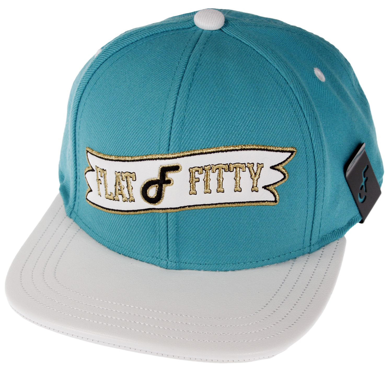 Flat Fitty Retro Flap Strap Back Cap Baseball Hat, Teal / White, OS eBay