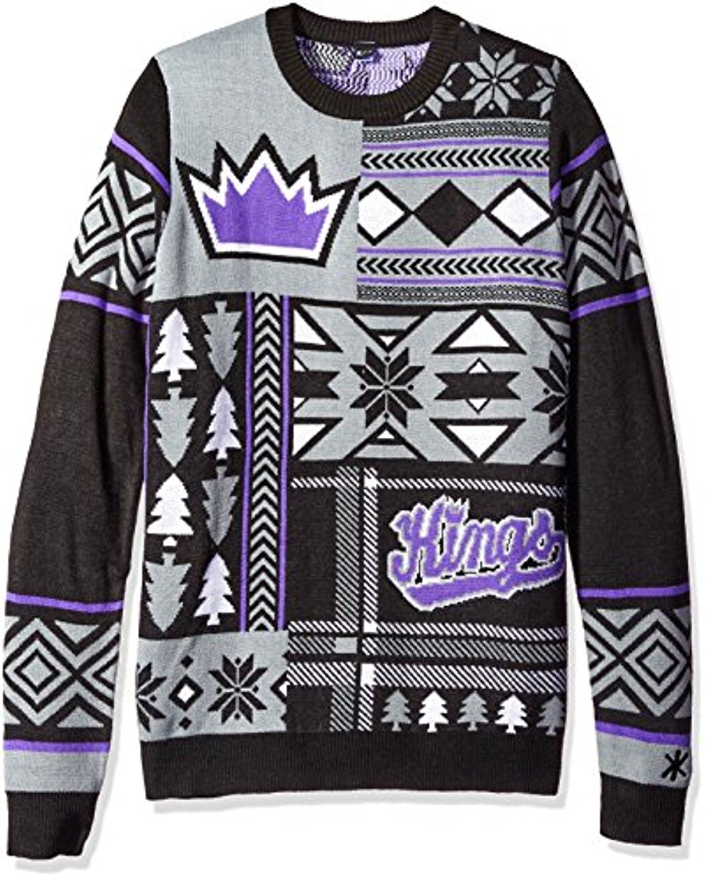 Klew NBA Men's Sacramento Kings Patches Ugly Sweater, Purple | eBay