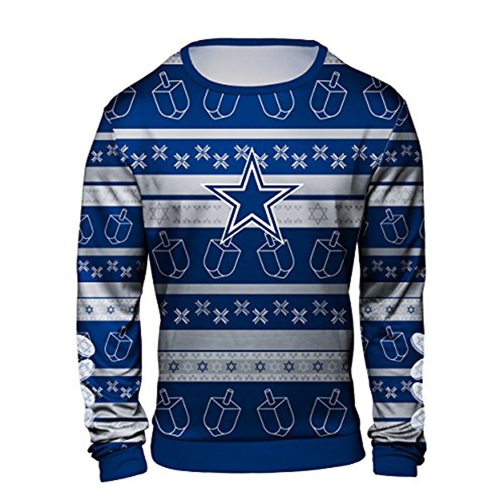 Forever Collectibles NFL Men's Dallas Cowboys Hanukkah Ugly Crew Neck ...