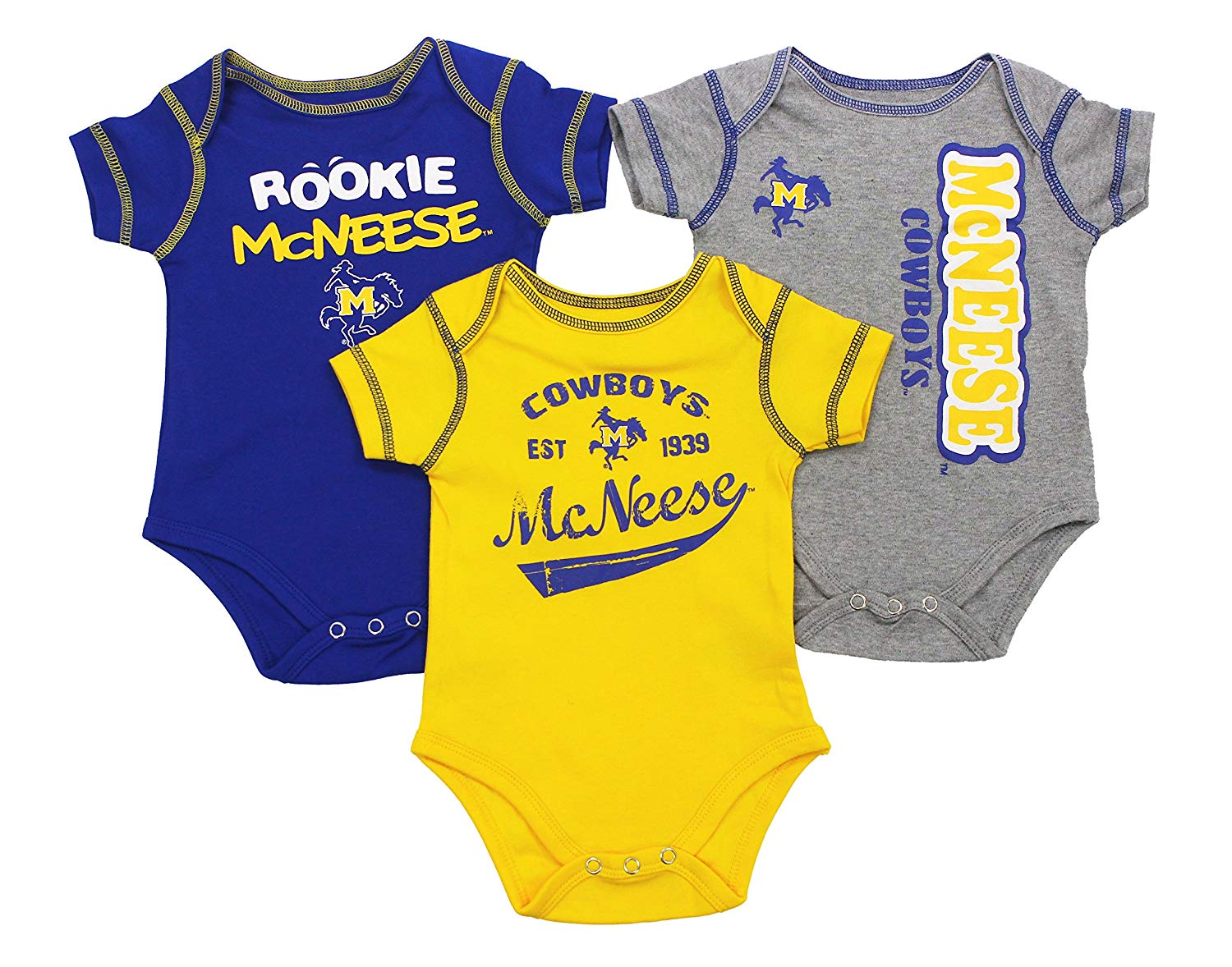 3 Pack Creeper Bodysuit Set 0-18M Outerstuff NCAA Infants Various Teams