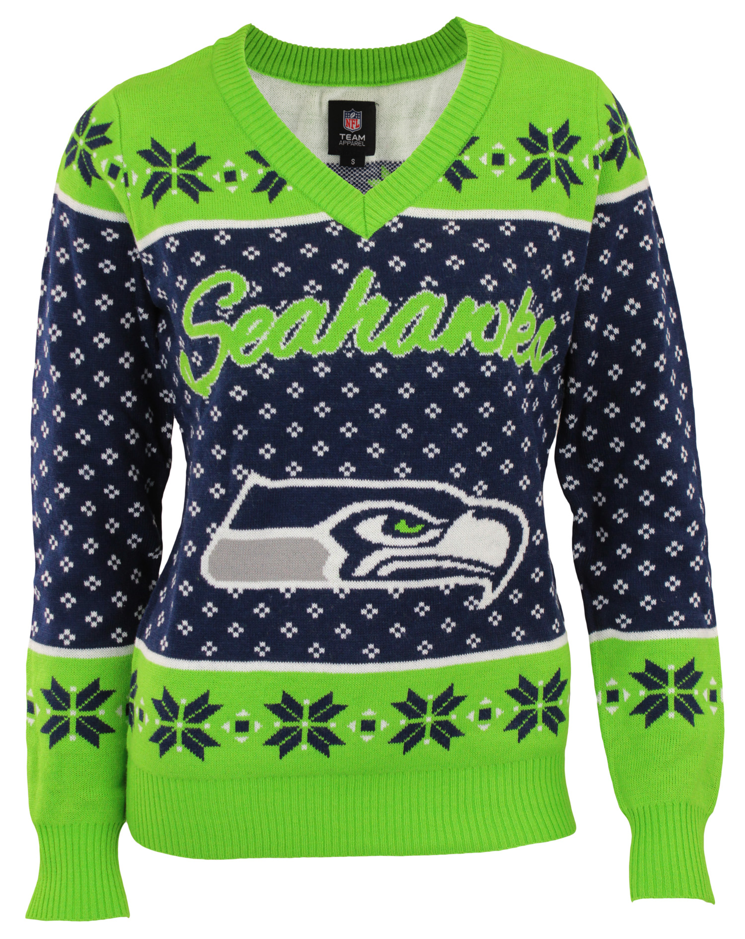 Forever Collectibles NFL Football Womens Seattle Seahawks V-Neck Holiday Sweater | eBay