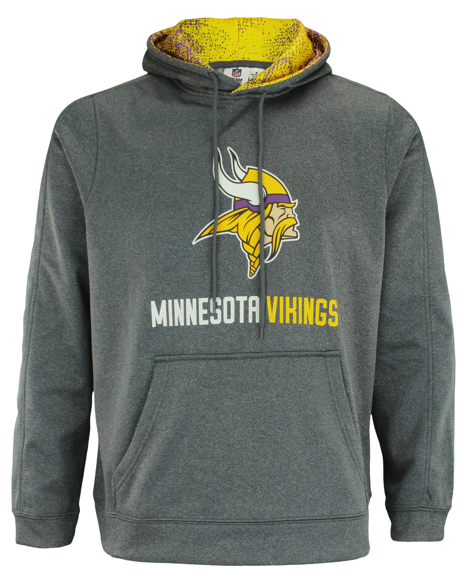 Zubaz NFL Minnesota Vikings Men's Heather Grey Performance Fleece Hoodie