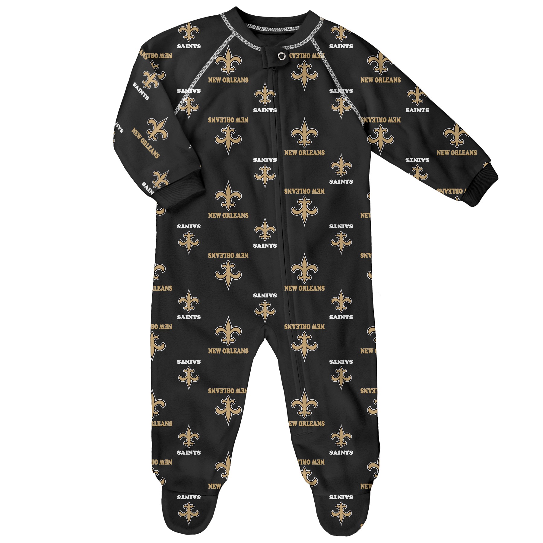 Outerstuff NFL Infant New Orleans Saints Raglan Zip Up Coverall Pajamas