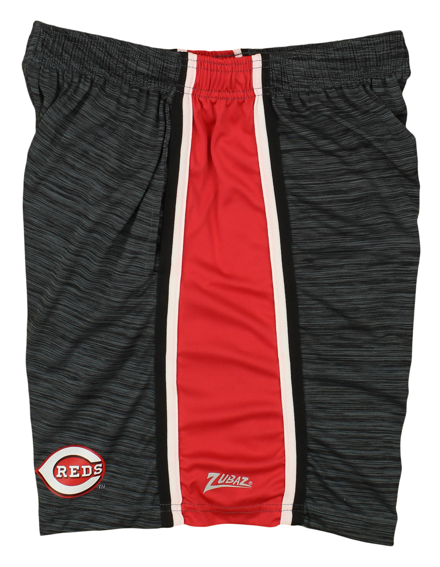 Zubaz MLB Baseball Men's Cincinnati Reds Space Dye Solid Stripe Shorts