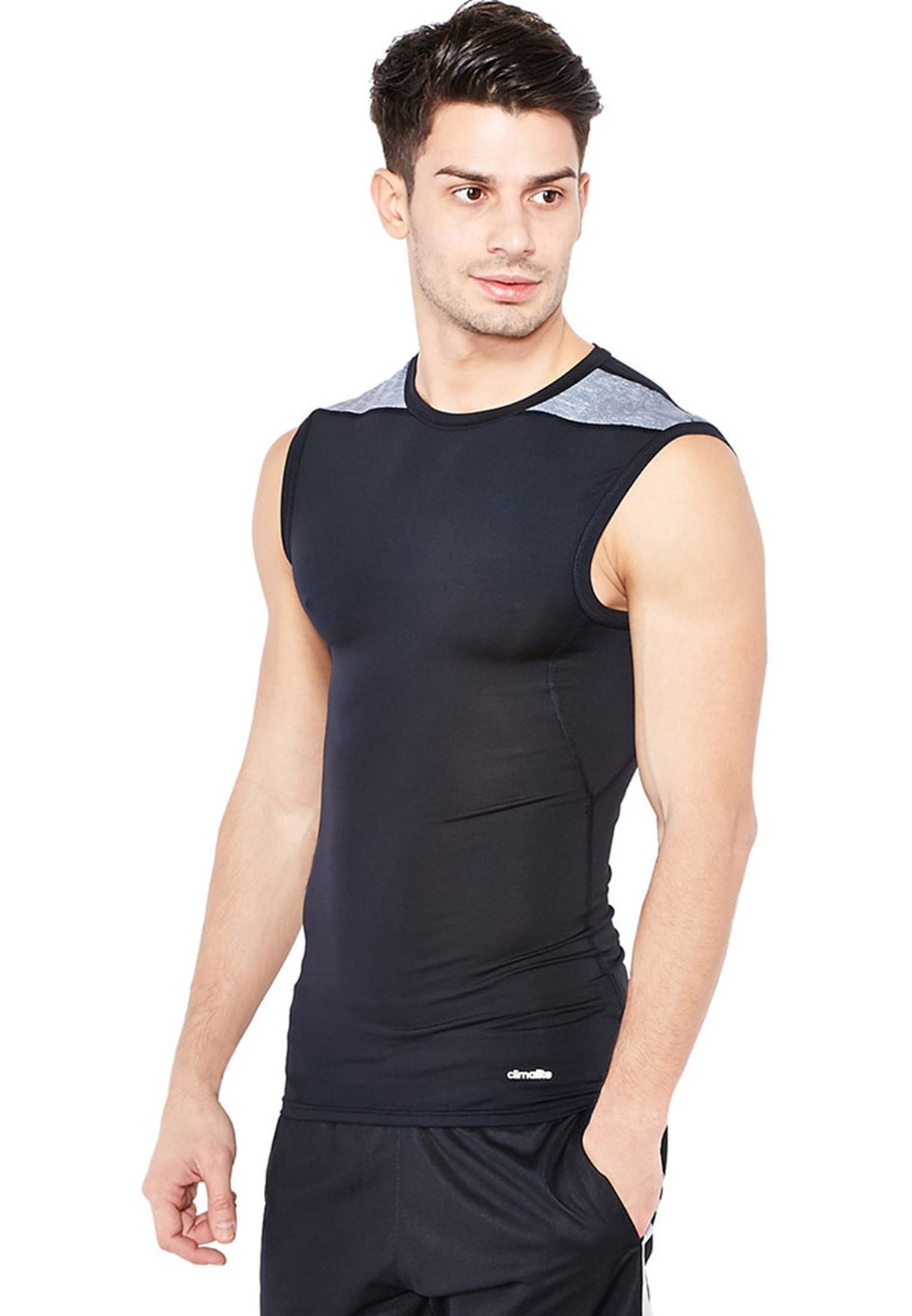 adidas Men's Tech Fit Base Sleeveless Shirt, Black/Grey, 2XL | eBay