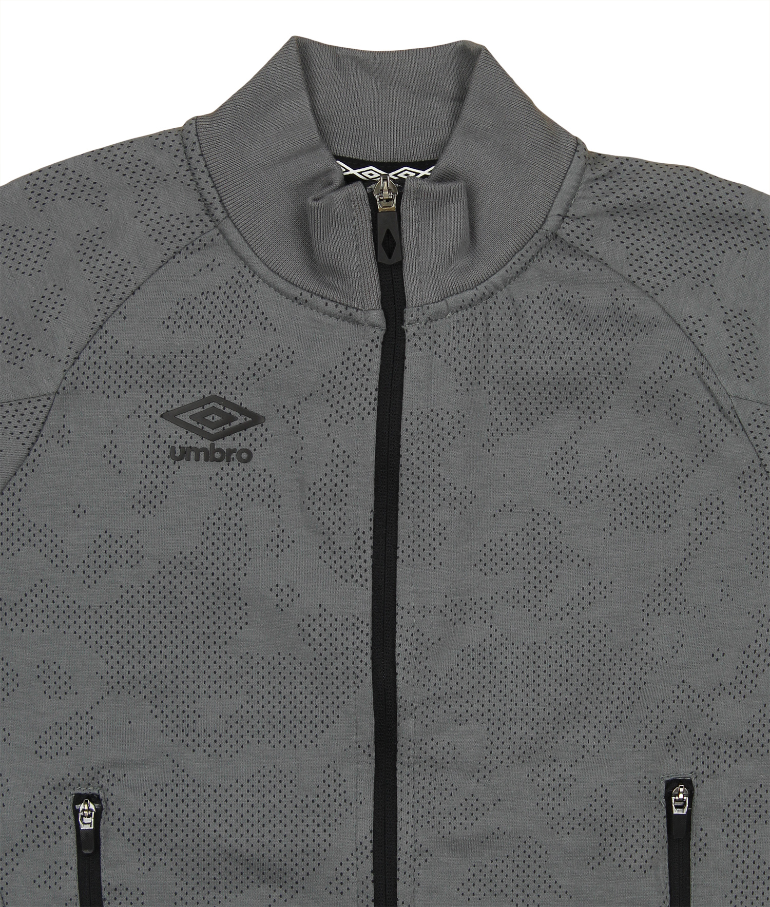 Umbro Youth (418) Full Zip Tech Fleece Jacket, Industrial Grey/Black