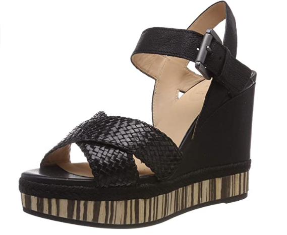 Geox Women's D Yulimar C Wedge Heels Sandals, Black / Tan | eBay