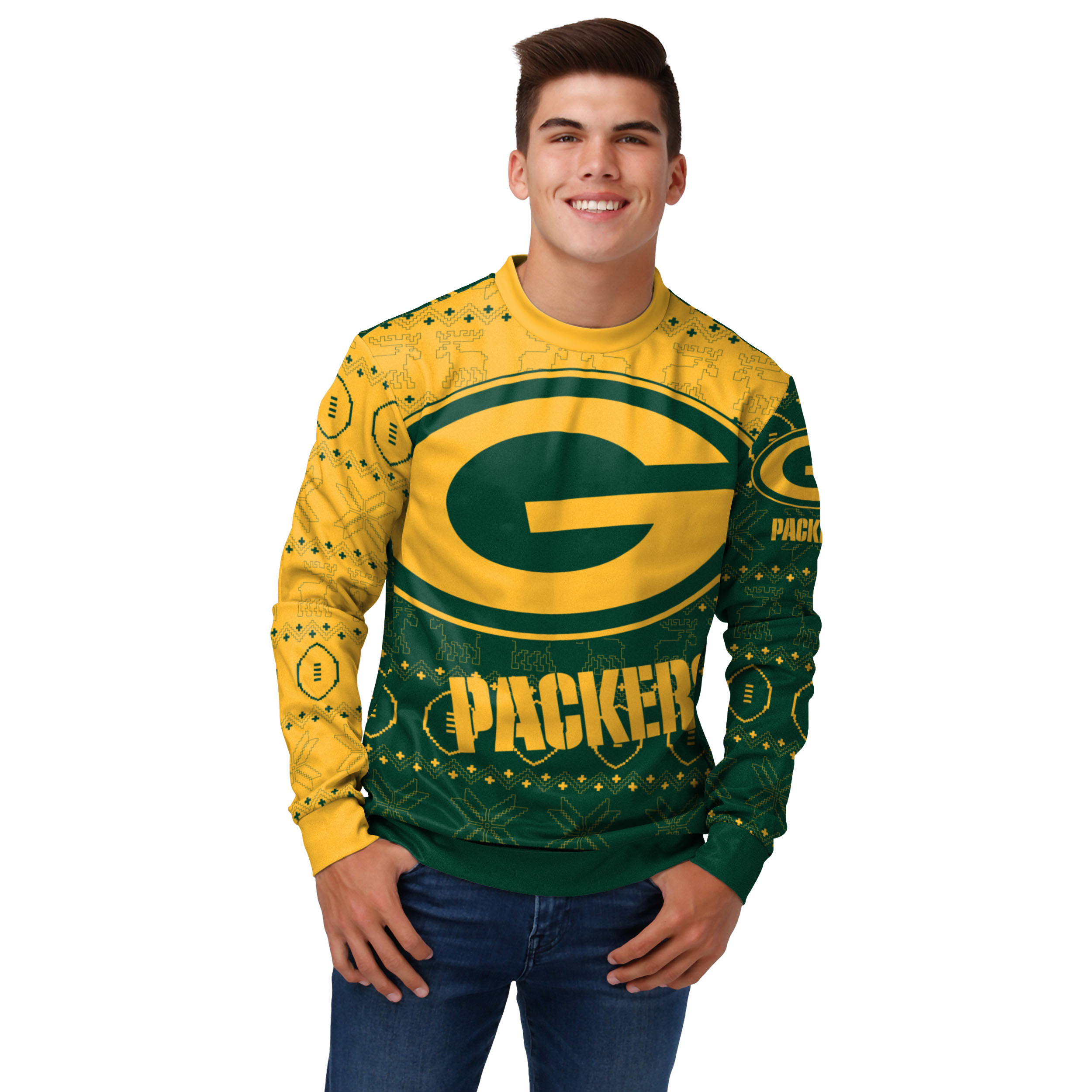 FOCO Men's NFL Green Bay Packers Ugly Printed Sweater | eBay