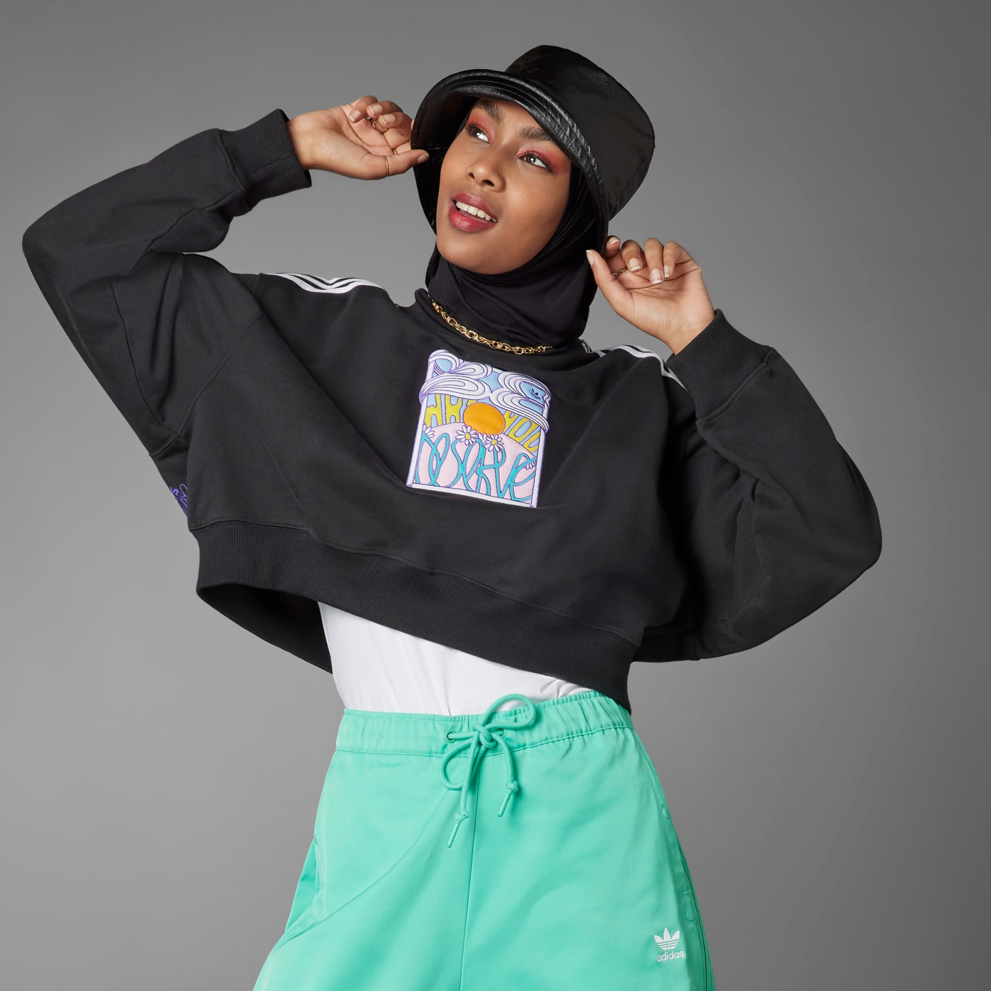 Adidas Women's Always Original Cropped Oversized Round Neck